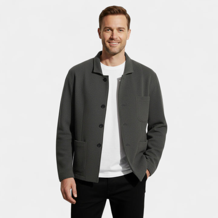 Herren Einfarbiger Blazer aus Technischem Material – Moderner Schnitt mit Revers