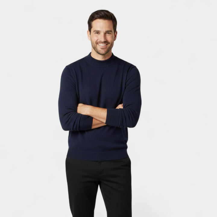 Herrenpullover mit halbem Stehkragen – minimalistischer Schnitt und Luxus