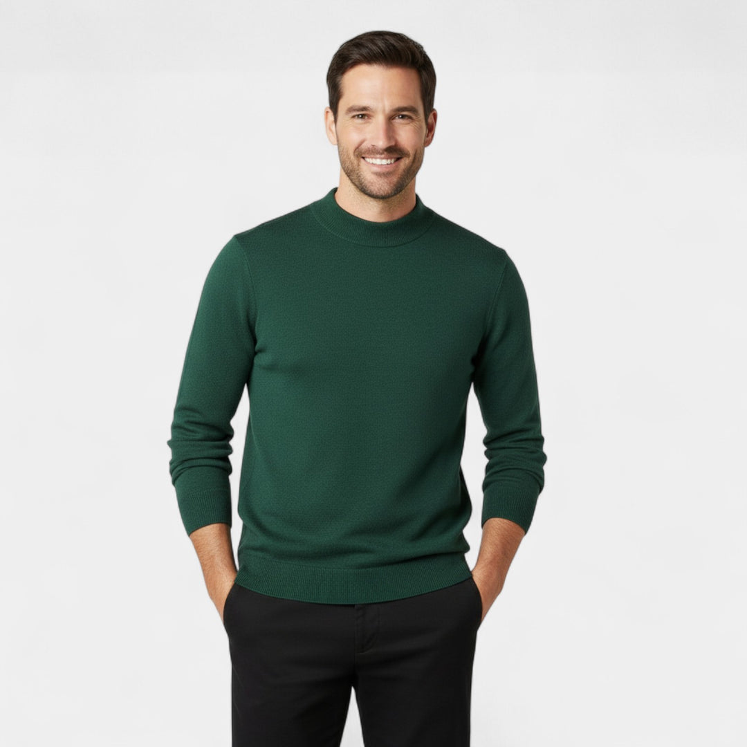 Herrenpullover mit halbem Stehkragen – minimalistischer Schnitt und Luxus