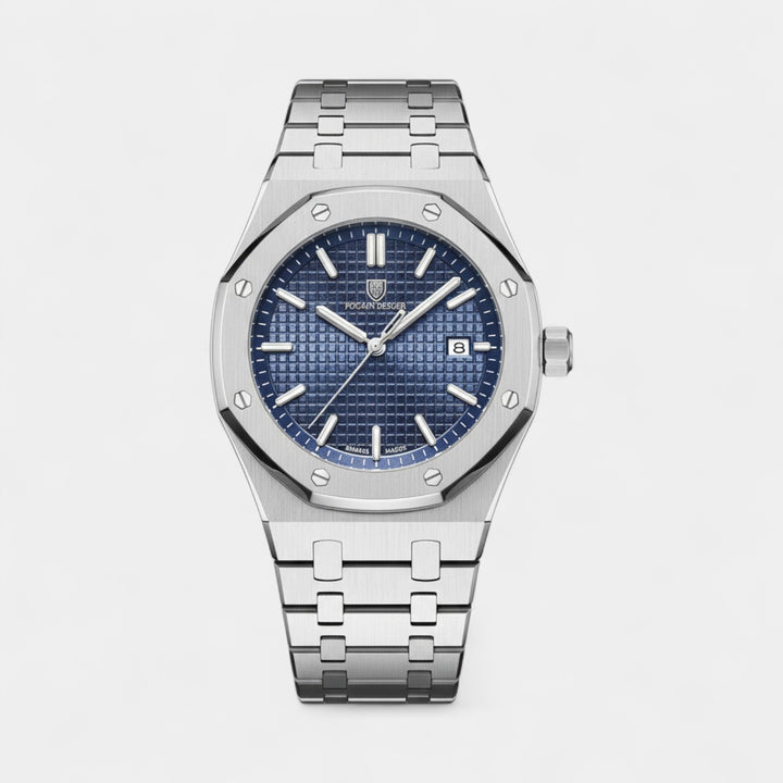 Herren Armbanduhr aus Edelstahl Silber – Leuchtendes, wasserdichtes Quarzwerk 42 mm