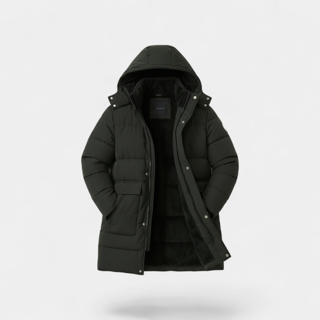 Cappotto lungo uomo in cotone con fodera in pile