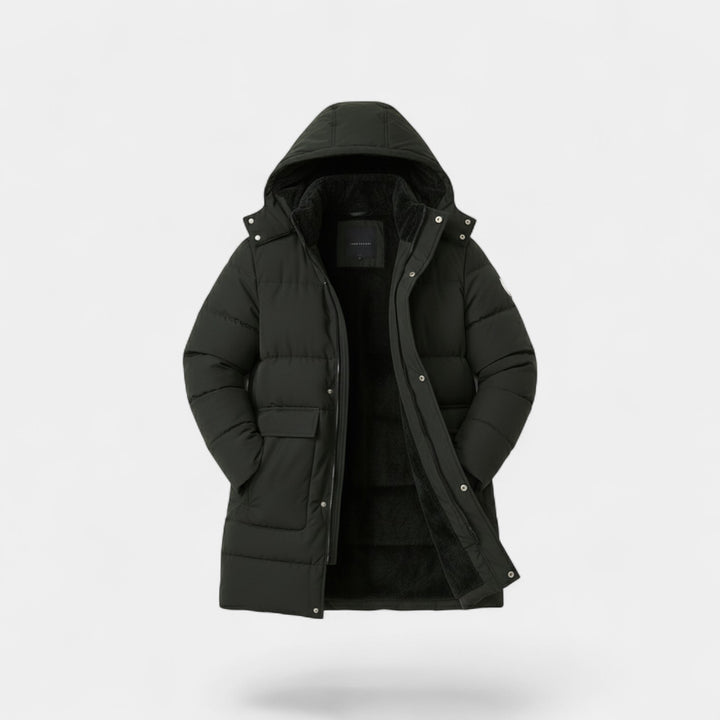 Cappotto lungo uomo in cotone con fodera in pile