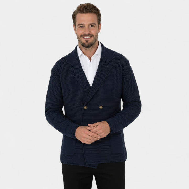 Herren Doppelreihiger Strick-Cardigan – Reverskragen, maßgeschneiderter Schnitt