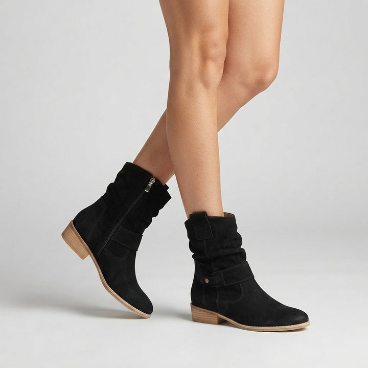 Bottines Femme en Suédine – Ligne Souple, Talon Carré