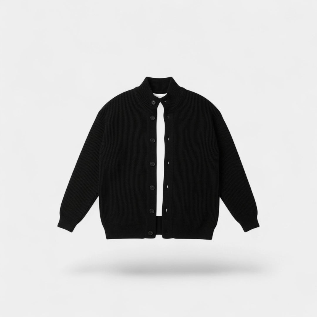 Herren Woll-Cardigan mit Stehkragen – Moderner, lässiger Schnitt