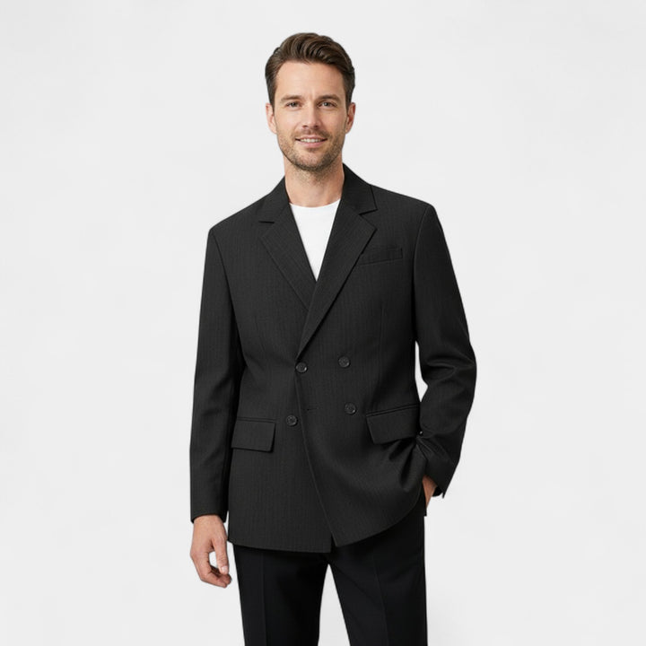 Herren Doppelreihiger Blazer aus Gewebtem Mischgewebe – Legerer, taillierter Schnitt