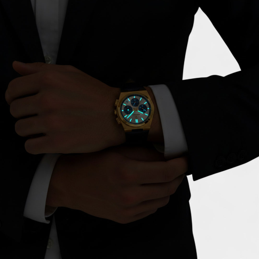 Herrenuhr aus Leder – Multifunktionales Quarzwerk 41 mm