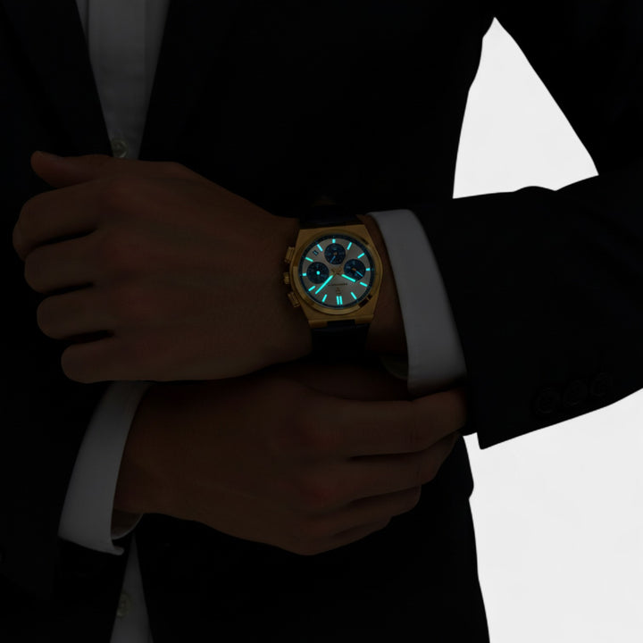 Herrenuhr aus Leder – Multifunktionales Quarzwerk 41 mm