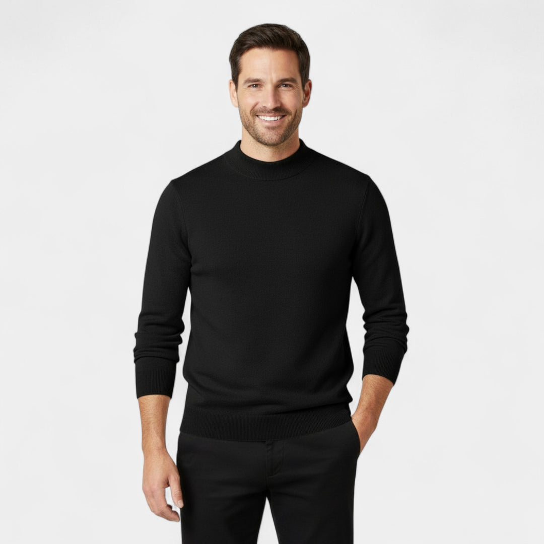 Herrenpullover mit halbem Stehkragen – minimalistischer Schnitt und Luxus