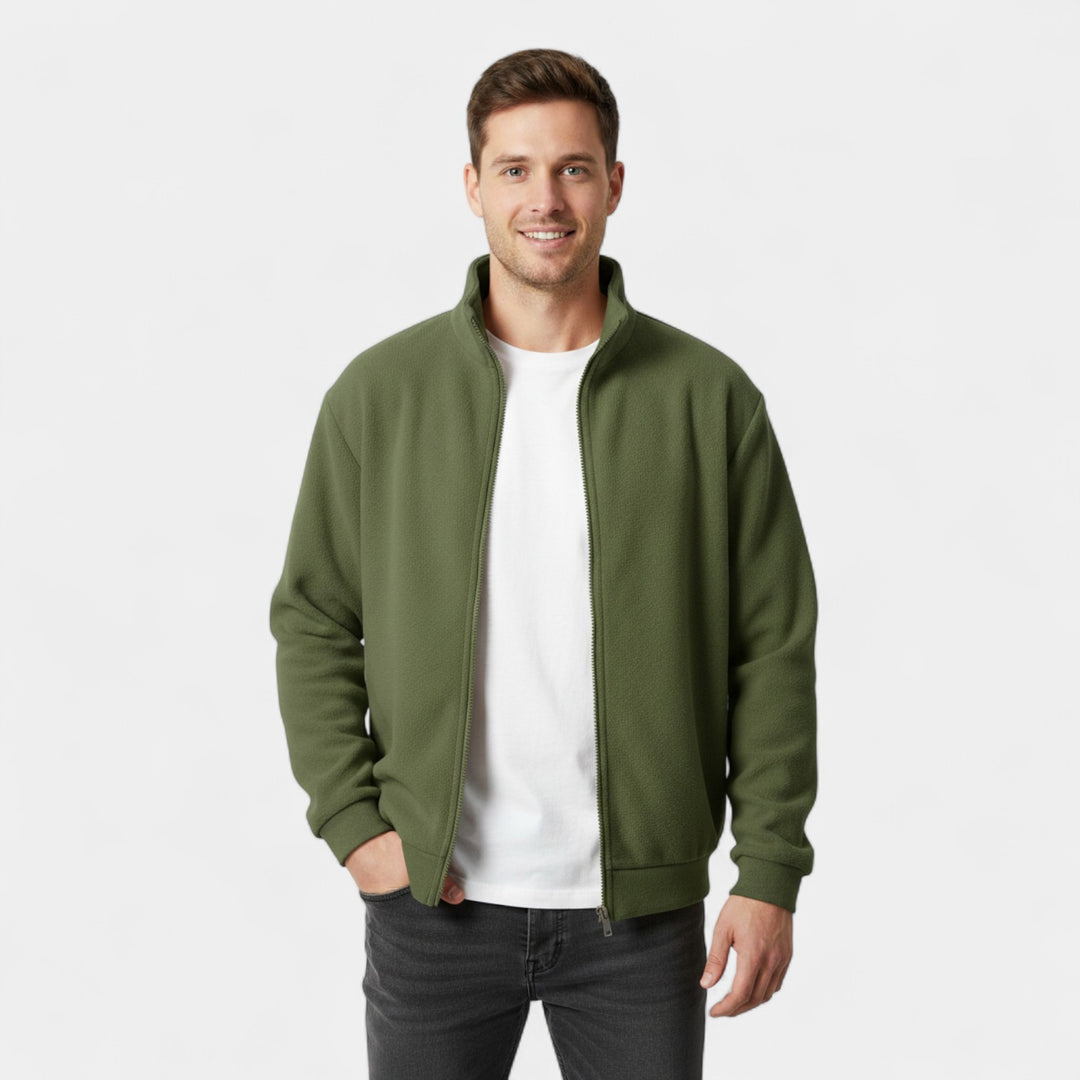 Cardigan uomo in lana con zip e collo alto – slim, raffinato, maglia quotidiana