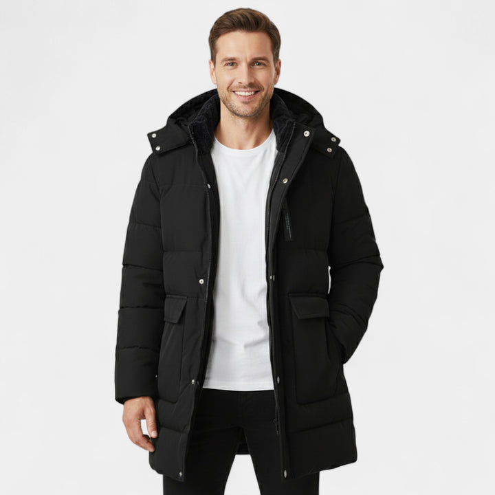 Cappotto lungo uomo in cotone con fodera in pile