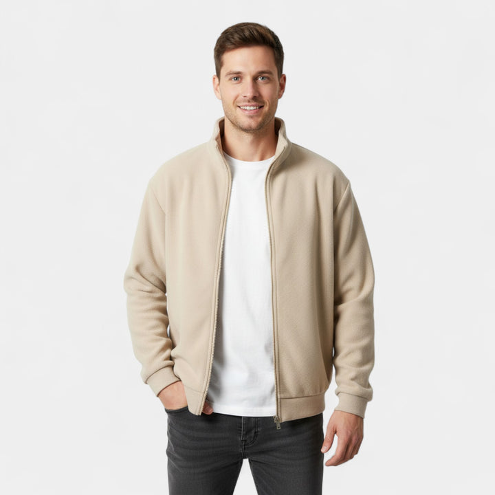 Cardigan uomo in lana con zip e collo alto – slim, raffinato, maglia quotidiana
