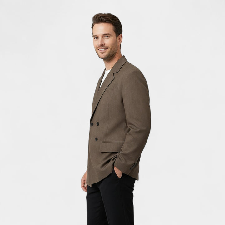 Herren Doppelreihiger Blazer aus Gewebtem Mischgewebe – Legerer, taillierter Schnitt