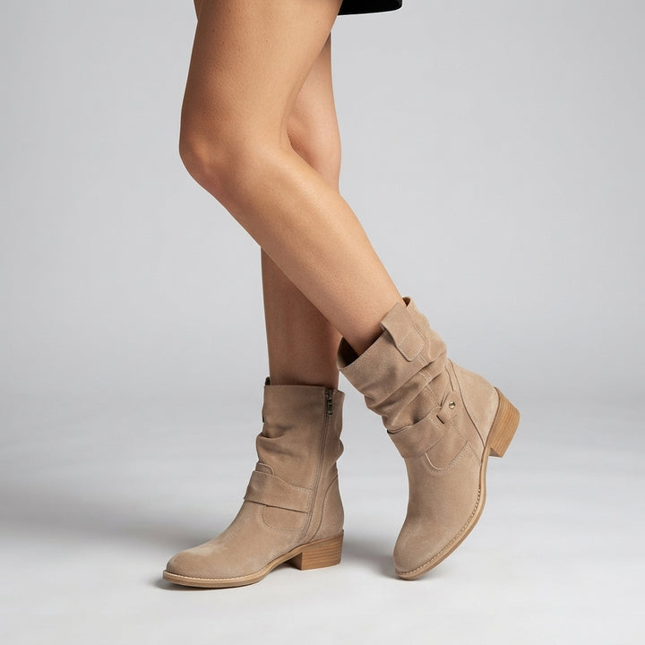 Bottines Femme en Suédine – Ligne Souple, Talon Carré