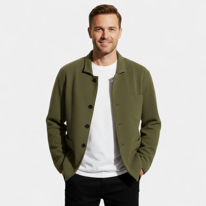 Herren Einfarbiger Blazer aus Technischem Material – Moderner Schnitt mit Revers