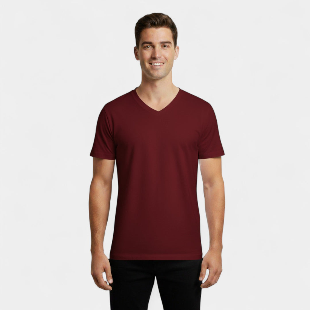 3er-Pack Herren V-Ausschnitt T-Shirts aus Baumwolle – Komfort Slim Fit