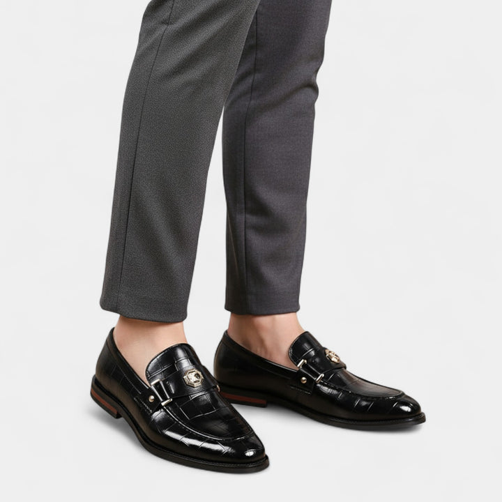 Mocassini da uomo in pelle con motivo – Eleganza classica slip-on