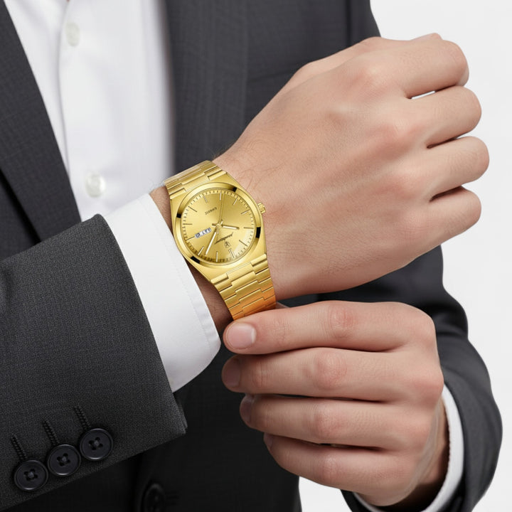 Orologio da Uomo Dorato in Acciaio Inossidabile – Ultra Sottile Luminoso e Impermeabile 41 mm