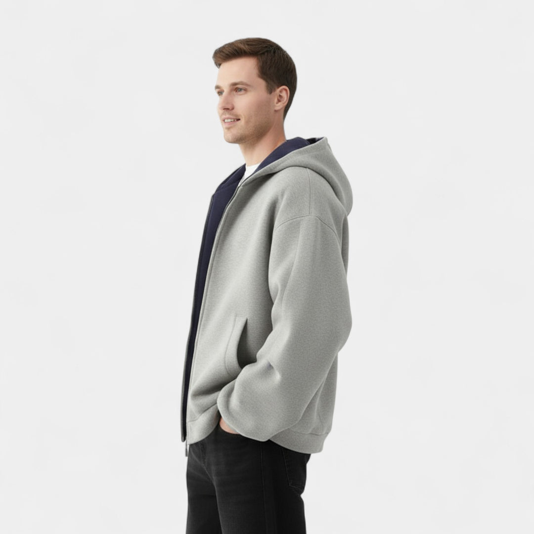 Herren Kapuzen-Cardigan – Doppelter Reißverschluss, moderner Schnitt