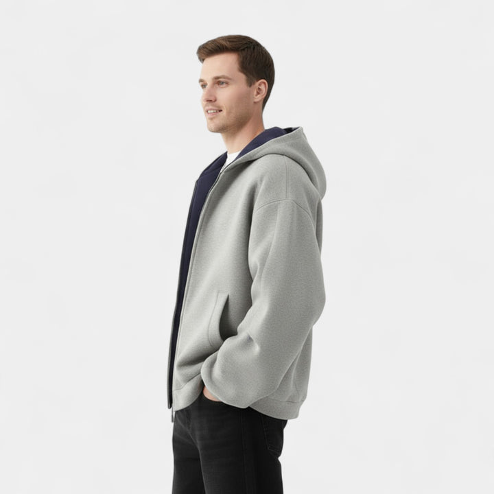 Herren Kapuzen-Cardigan – Doppelter Reißverschluss, moderner Schnitt
