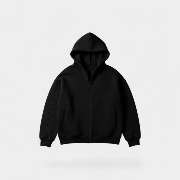 Streetwear Herren Cardigan mit Kapuze aus Technischem Material – Urbane, Reißverschluss-Cut