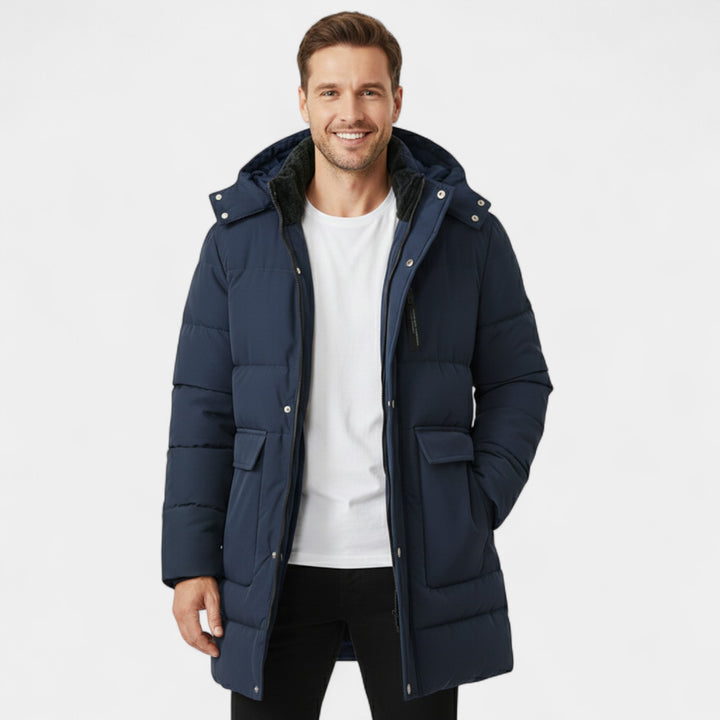 Cappotto lungo uomo in cotone con fodera in pile