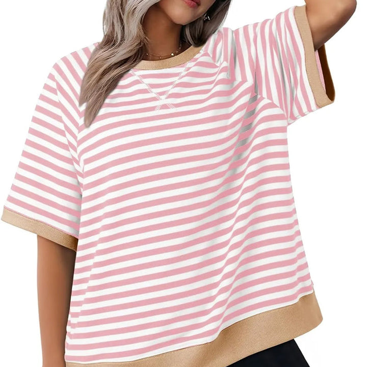 Gestreifter Damenpullover aus Strick – Oversize-Schnitt im Retro-Stil