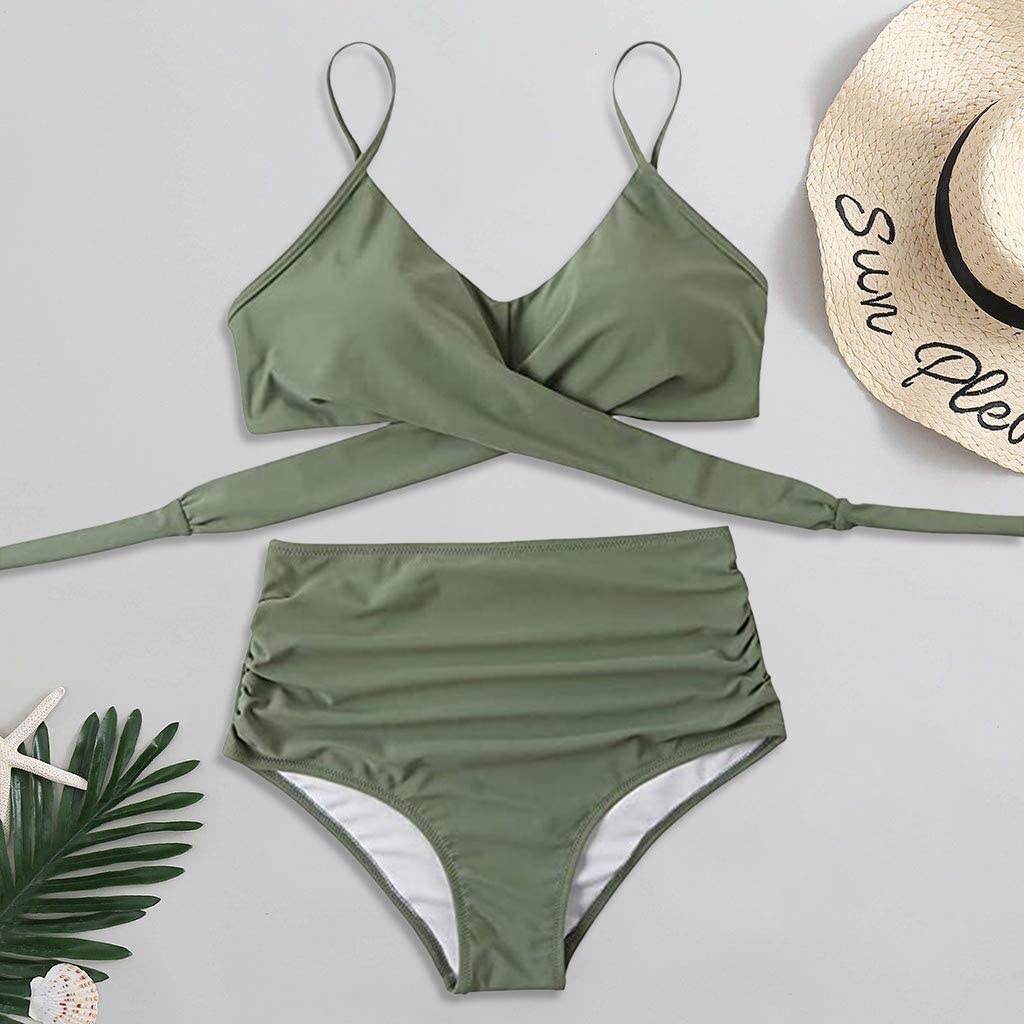 Zweiteiliger Damenbikini aus Nylon – Hohe Taille, taillierte Passform