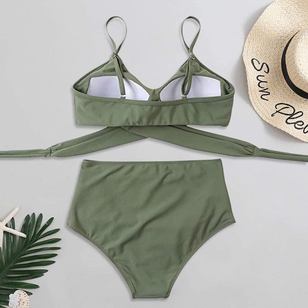 Zweiteiliger Damenbikini aus Nylon – Hohe Taille, taillierte Passform