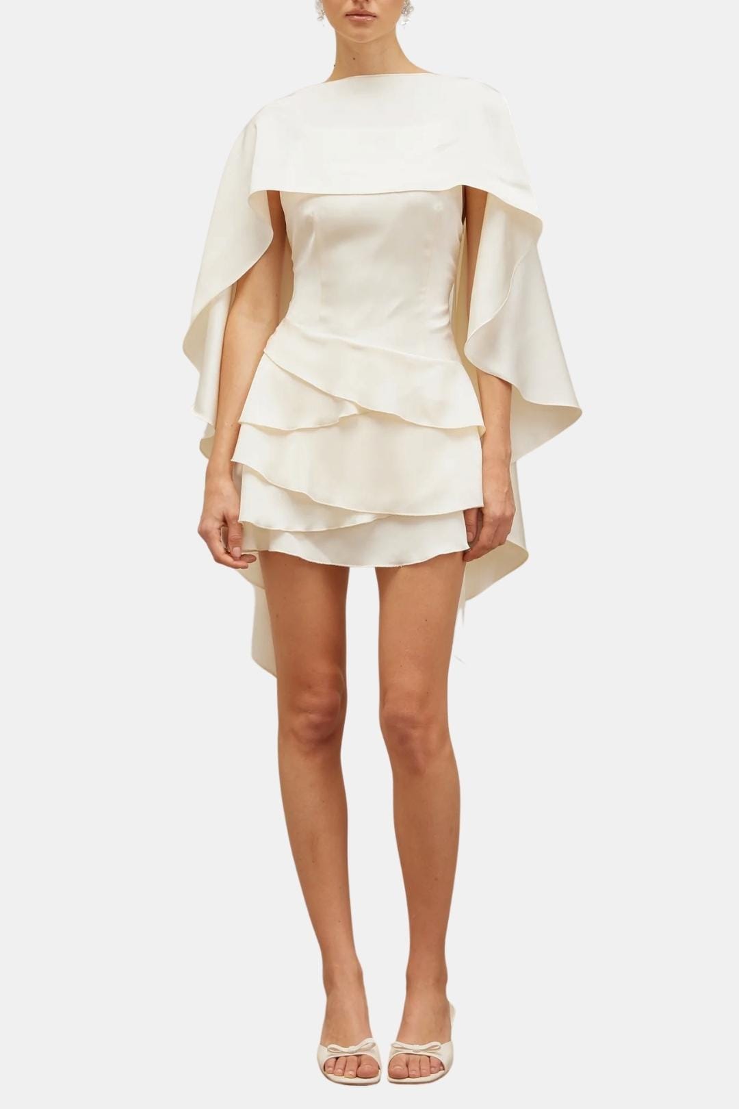 Mini-Kleid für Damen mit Volants und offenem Rücken – leichter gewebter Stoff