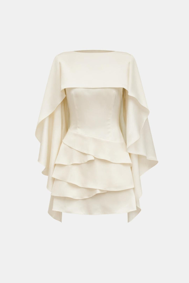 Mini-Kleid für Damen mit Volants und offenem Rücken – leichter gewebter Stoff