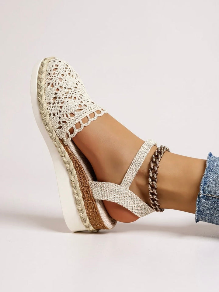 Sandali espadrillas con zeppa boho donna – cinturino con fibbia alla caviglia punta tonda
