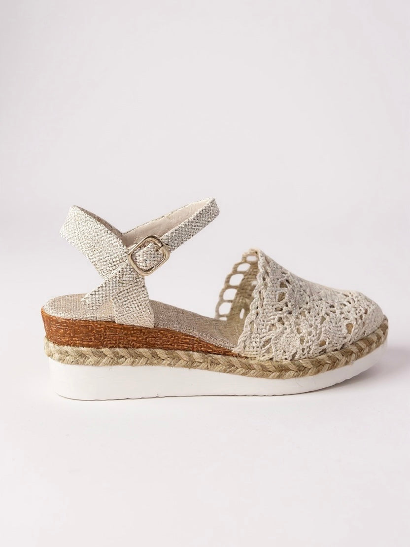 Sandali espadrillas con zeppa boho donna – cinturino con fibbia alla caviglia punta tonda