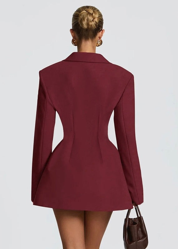 Robe Blazer Mini Femme – Décolleté Plongeant et Épaules Structurées
