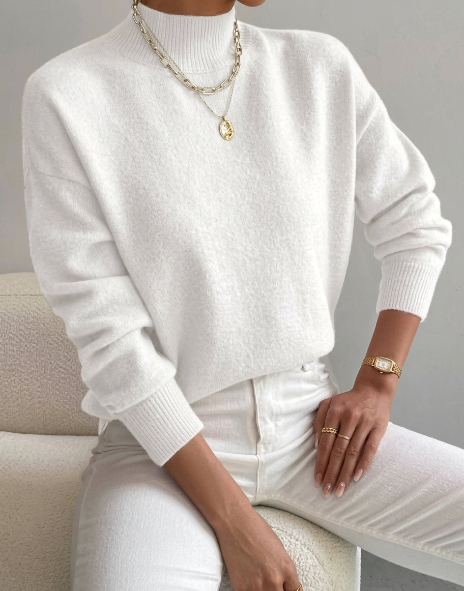 Pull Femme Cachemire – Col Mi-haut Maille Classique