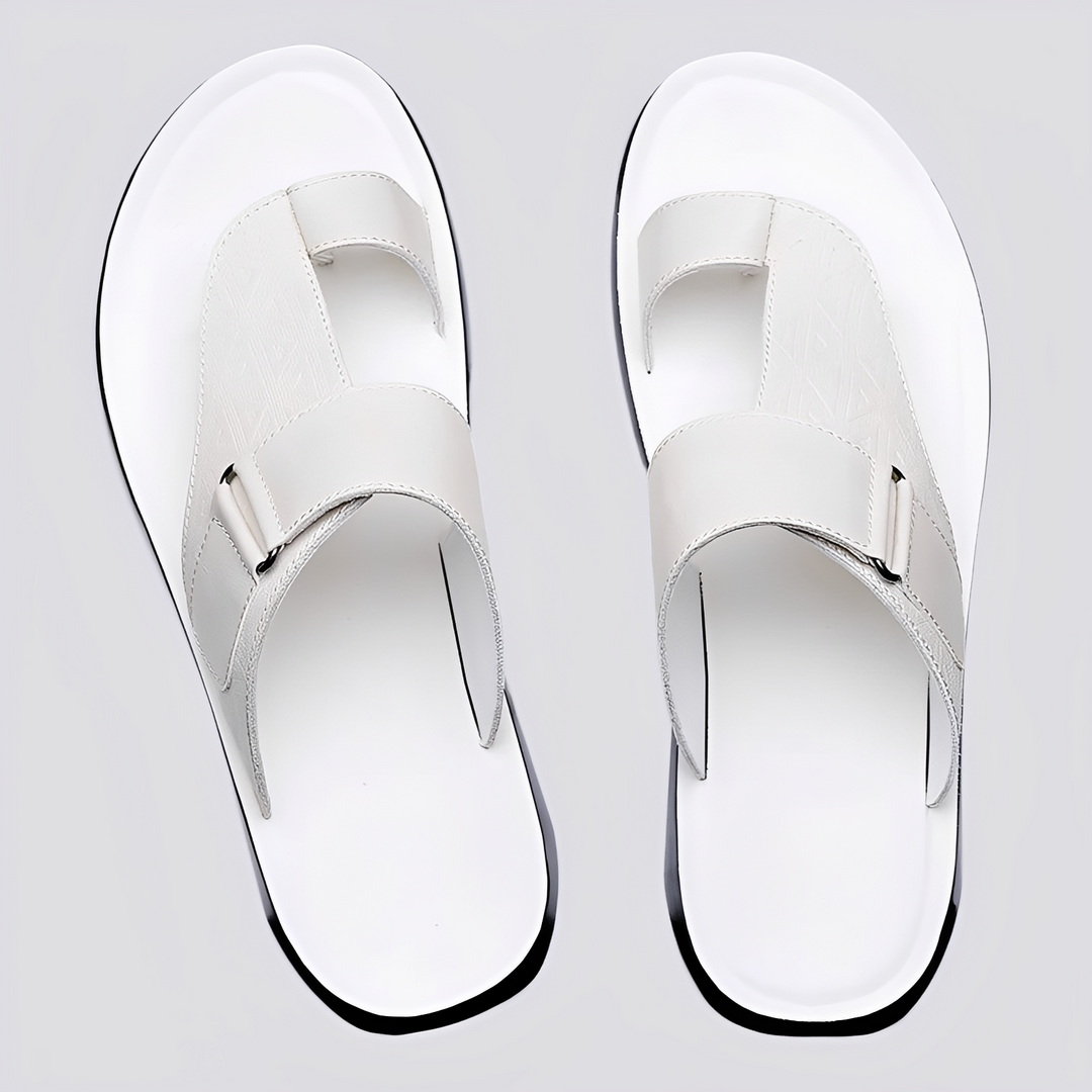 Men's Slide Sandals – Leather Look and Geometric Cutouts