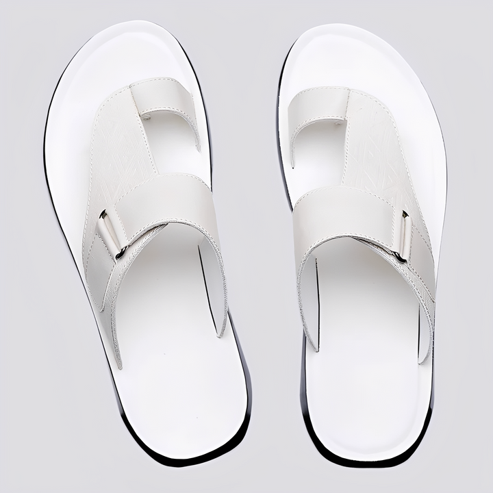 Men's Slide Sandals – Leather Look and Geometric Cutouts