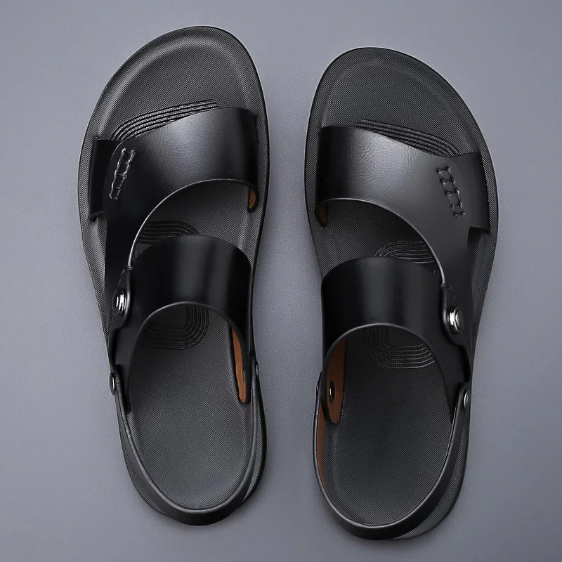 Men's Open-Toe Sandals – Multi-Strap with Lightweight Sole and Synthetic Finish
