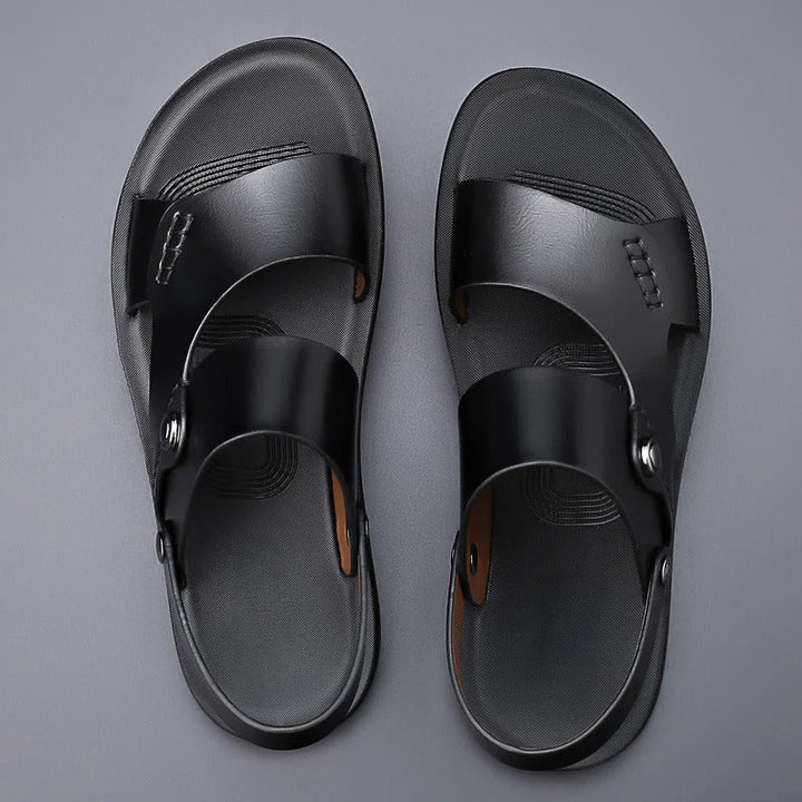 Men's Open-Toe Sandals – Multi-Strap with Lightweight Sole and Synthetic Finish