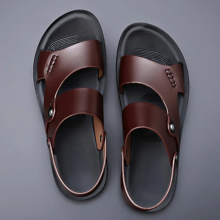 Men's Open-Toe Sandals – Multi-Strap with Lightweight Sole and Synthetic Finish