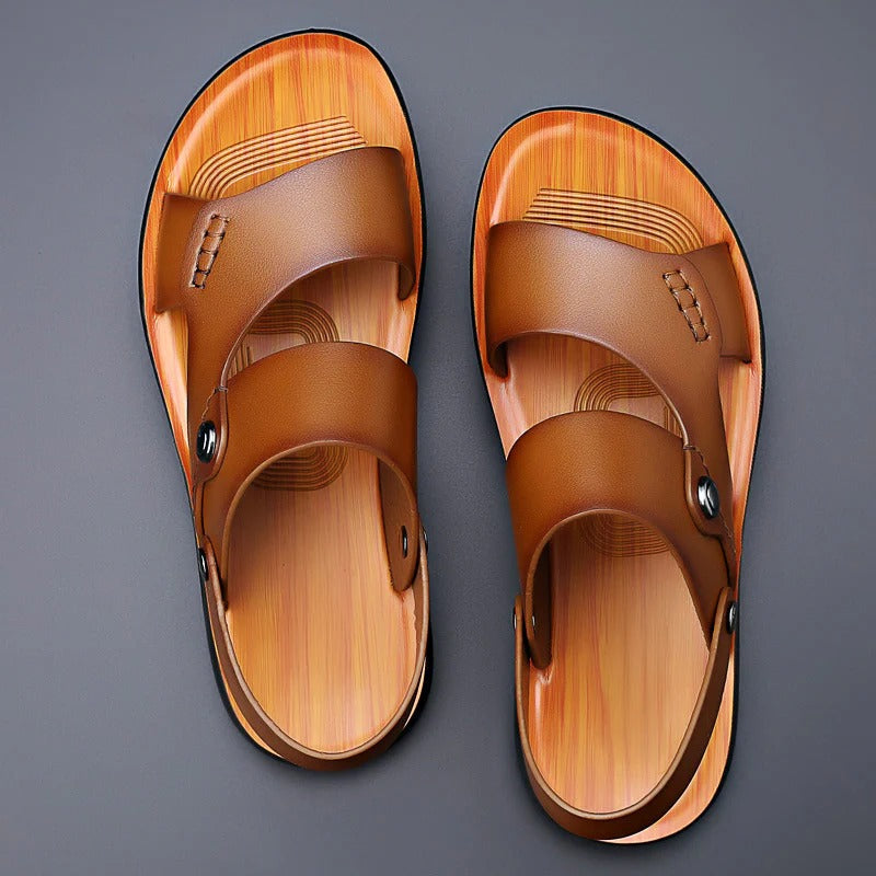 Men's Open-Toe Sandals – Multi-Strap with Lightweight Sole and Synthetic Finish