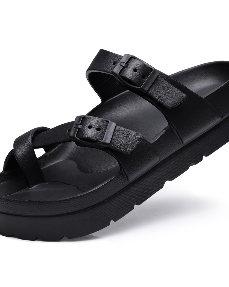 Plateausandalen für Damen – Slides mit Doppelverschluss & Fußgewölbestütze