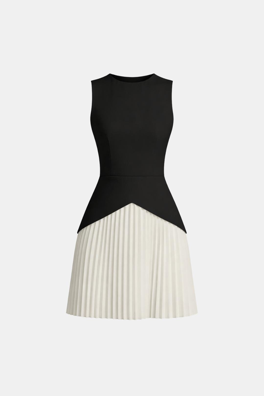 Robe Mini Femme Sans Manches – Jupe Plissée et Taille Structurée