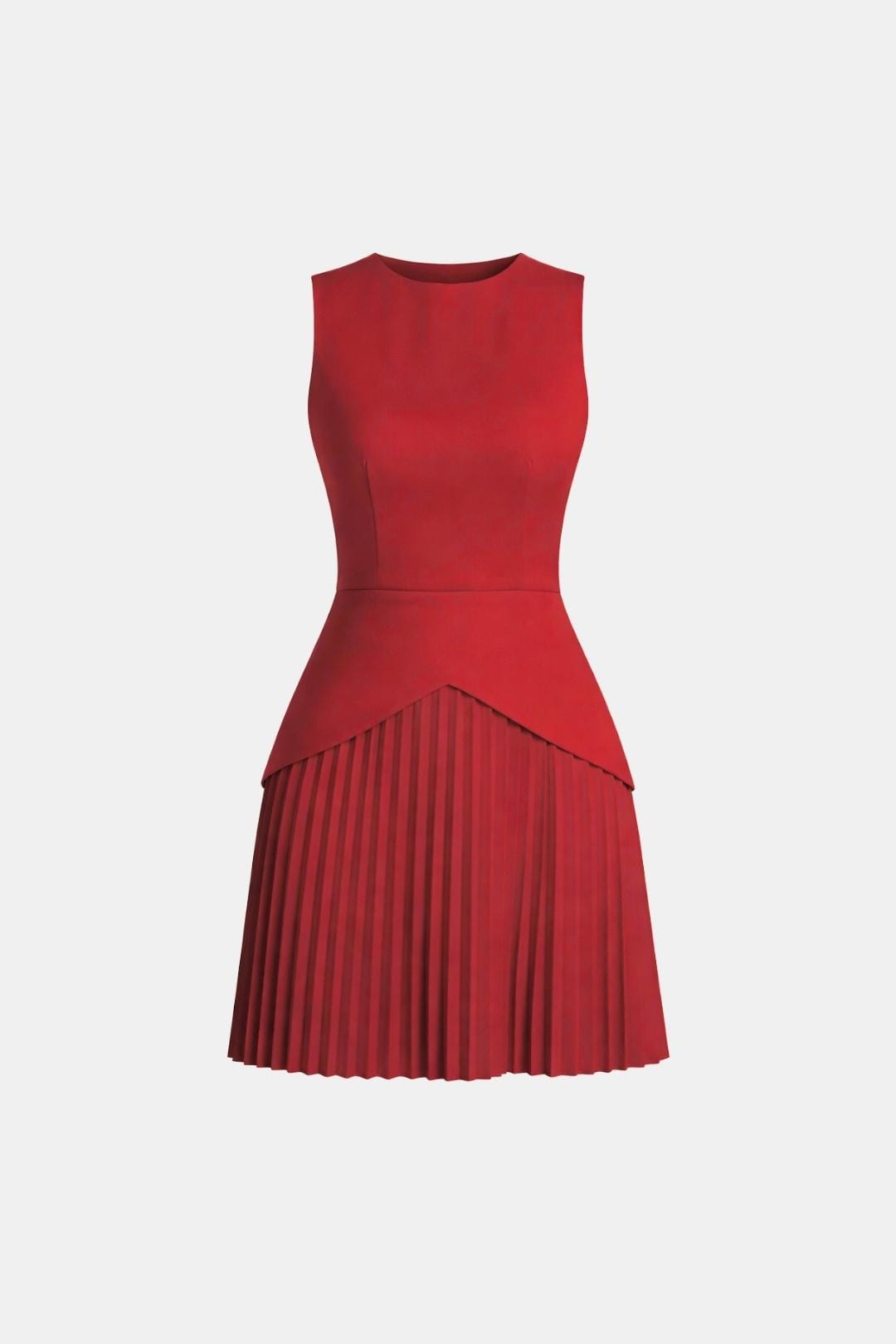 Robe Mini Femme Sans Manches – Jupe Plissée et Taille Structurée