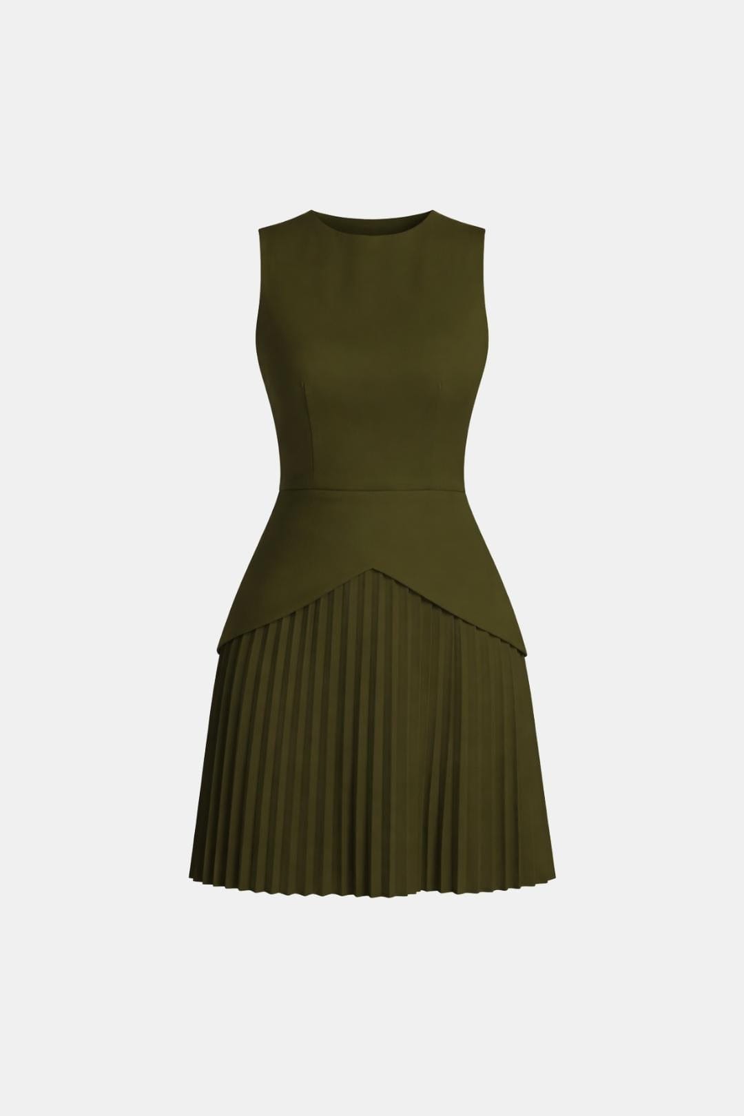 Robe Mini Femme Sans Manches – Jupe Plissée et Taille Structurée