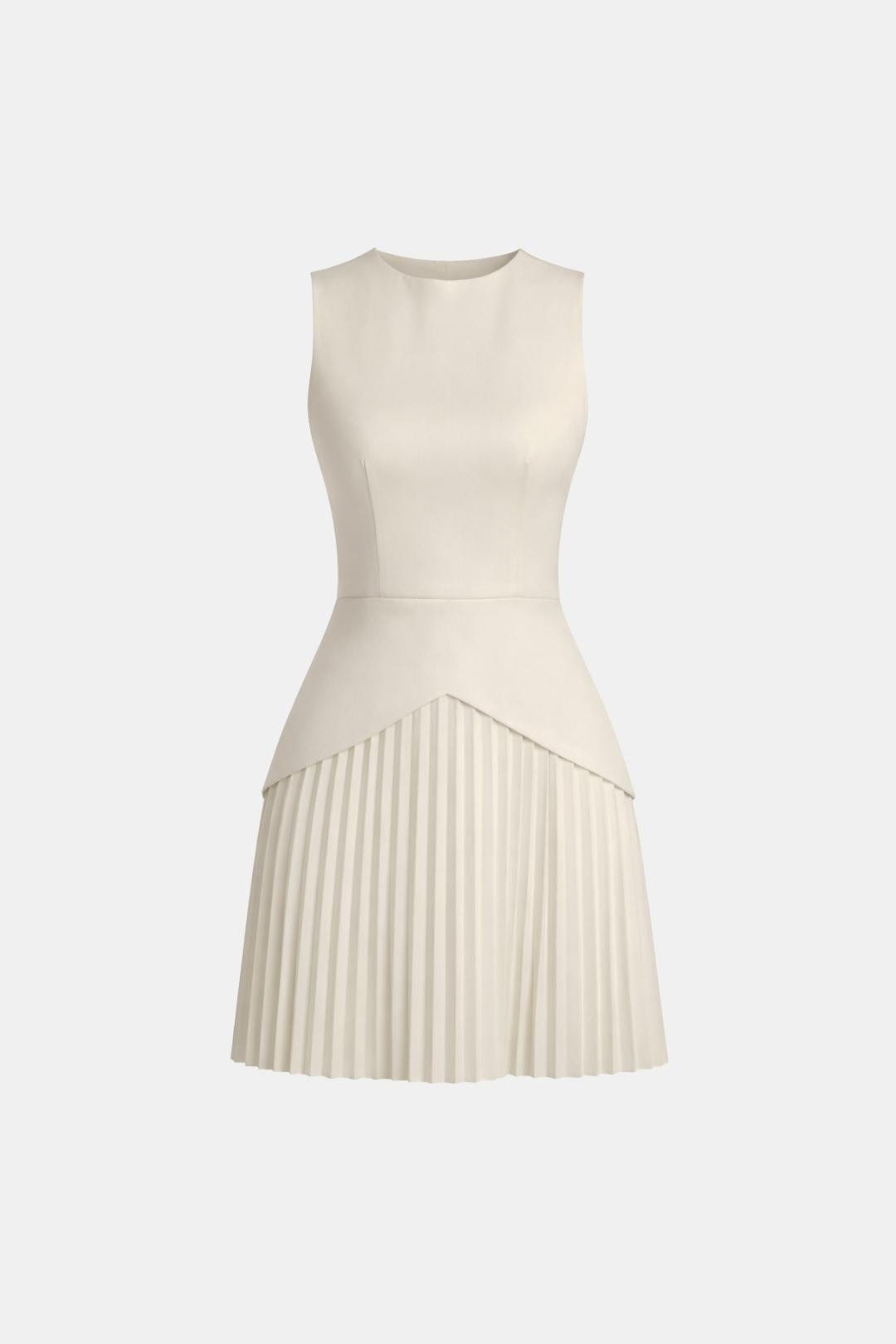 Robe Mini Femme Sans Manches – Jupe Plissée et Taille Structurée