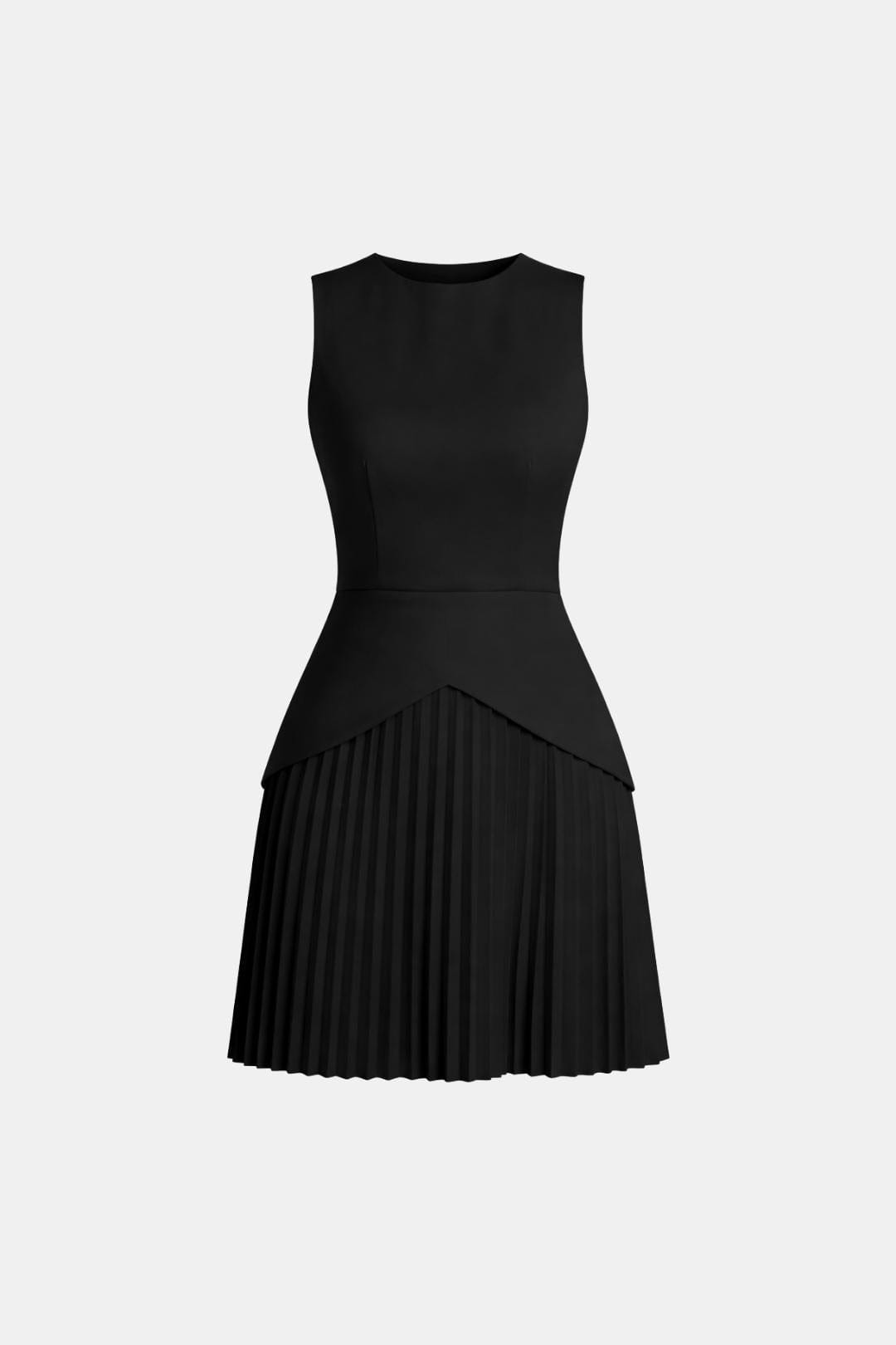 Robe Mini Femme Sans Manches – Jupe Plissée et Taille Structurée