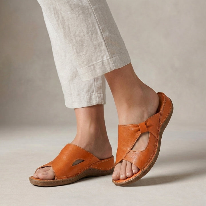 Damen Flache Sandalen mit Knoten-Cut-Out – Orthopädische Sohle