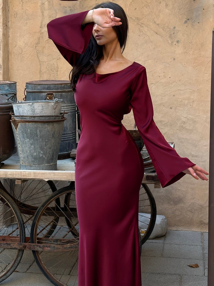 Abito lungo donna maniche lunghe – taglio fluido e casual