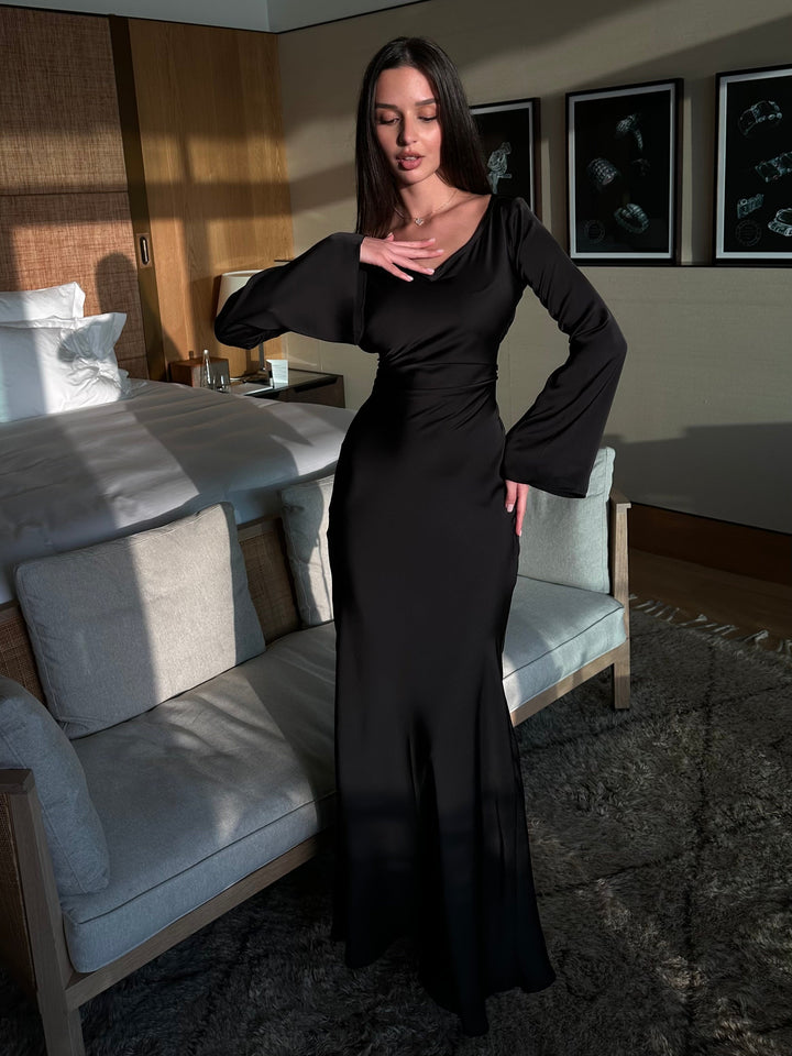 Abito lungo donna maniche lunghe – taglio fluido e casual